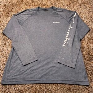 Columbia PFG Mens Large Gray Long Sleeve Omni-Shade Fishing Shirt Performance